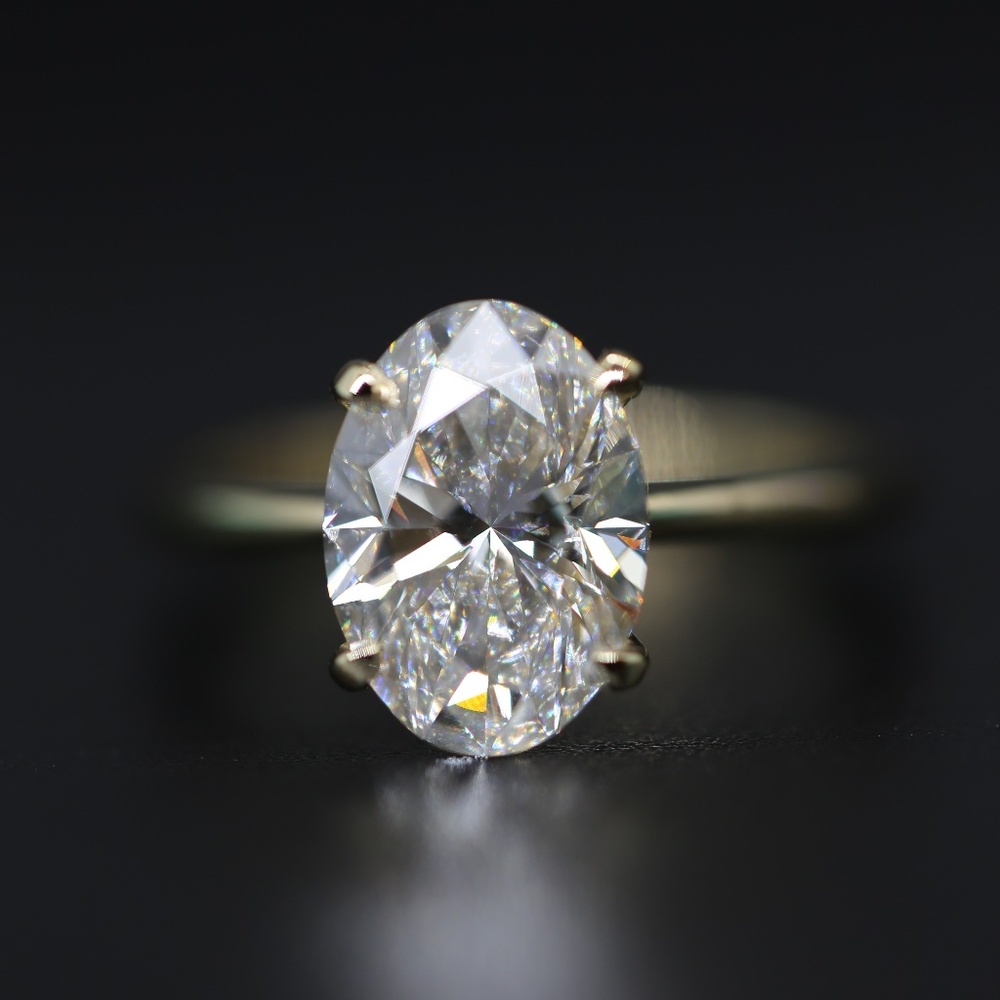 3 CARAT OVAL DIAMOND RING YELLOW GOLD GIA CERTIFIED